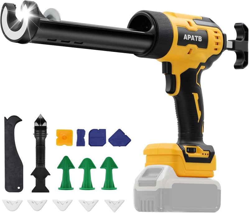 APATB Cordless Caulking Gun Compatible With DeWalt 20V Max Battery, No-Drip Caulking Gun with LED Light, Electric Caulking Gun, Filling and Sealing Tool for Windows, Doors, Floors and Walls (NO Battery) - Image 1